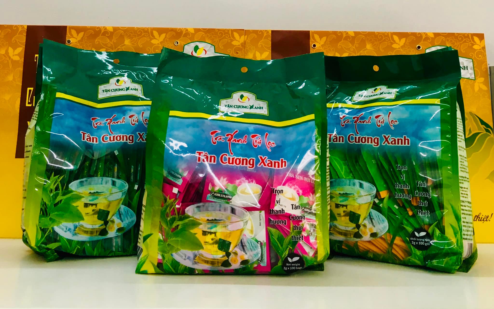 Trà túi lọc xanh/ sen/ nhài 100 gói tân cương xanh
