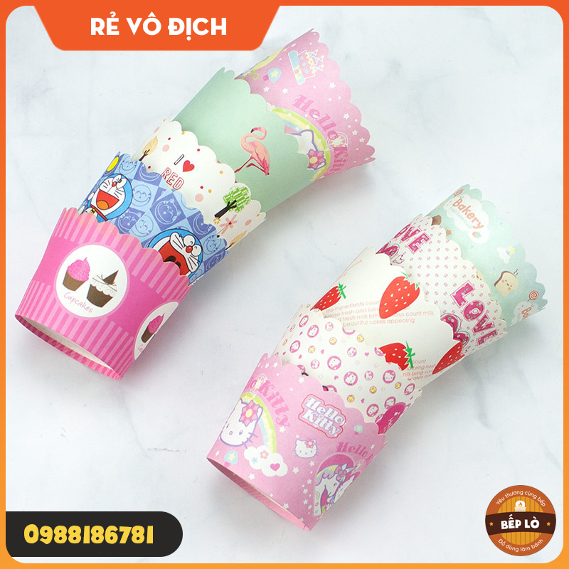 Cup giấy tròn chịu nhiệt cỡ nhỏ nướng bánh bông lan bánh Muffin tiện dụng HÀNG MỚI VỀ - set 50 cup