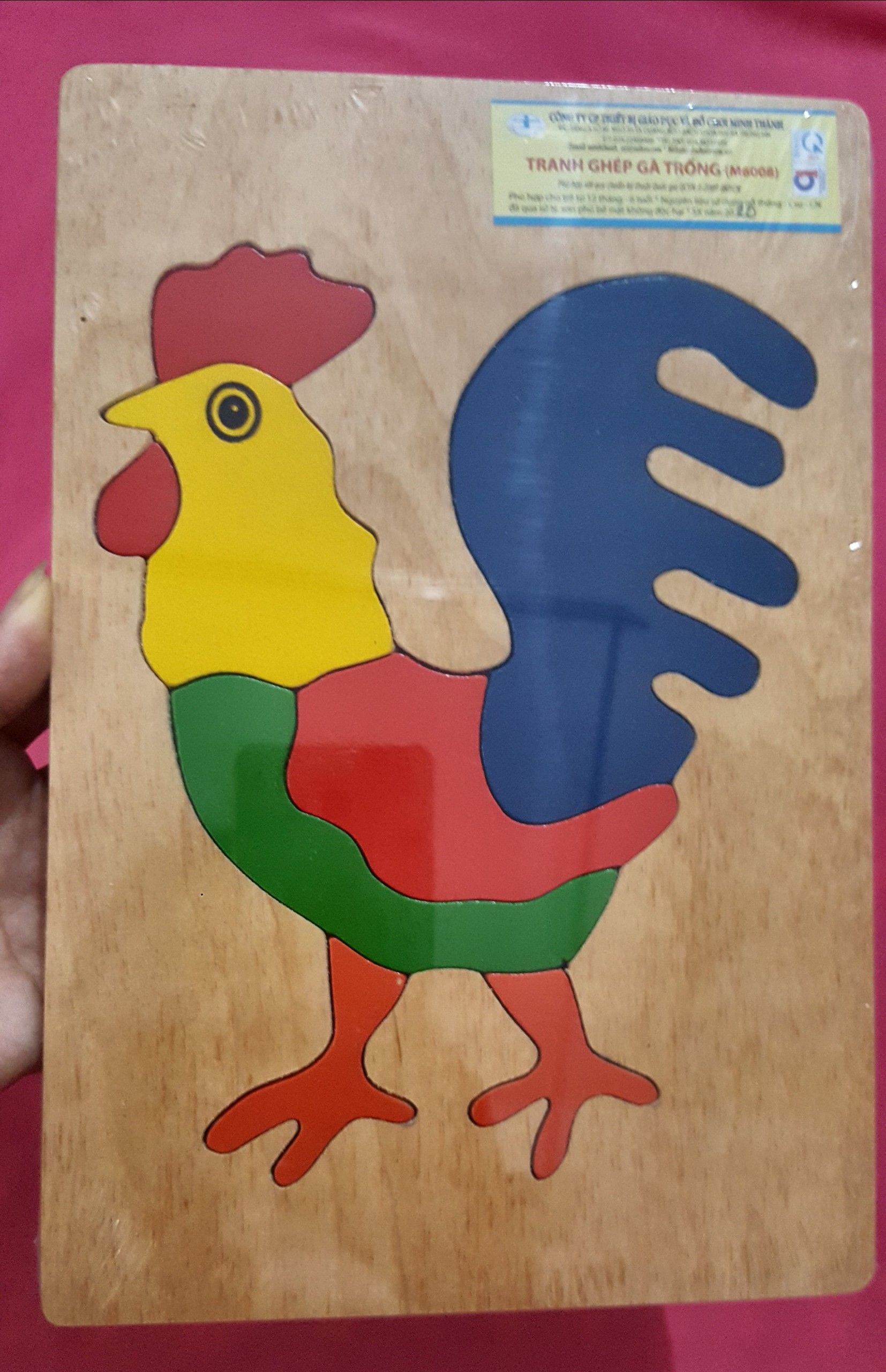 Tranh ghép hình con gà trống bằng gỗ Minh Thành , đồ chơi ghép hình cao cấp cho bé