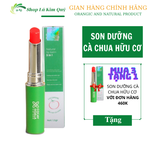 [ Combo mua 3 tặng 1 ] SON DƯỠNG HỮU CƠ CÀ CHUA 3M  CỎ CÂY HOA LÁ _Shop Lá Kim Quý _ Dưỡng môi Mềm Mọng Mướt