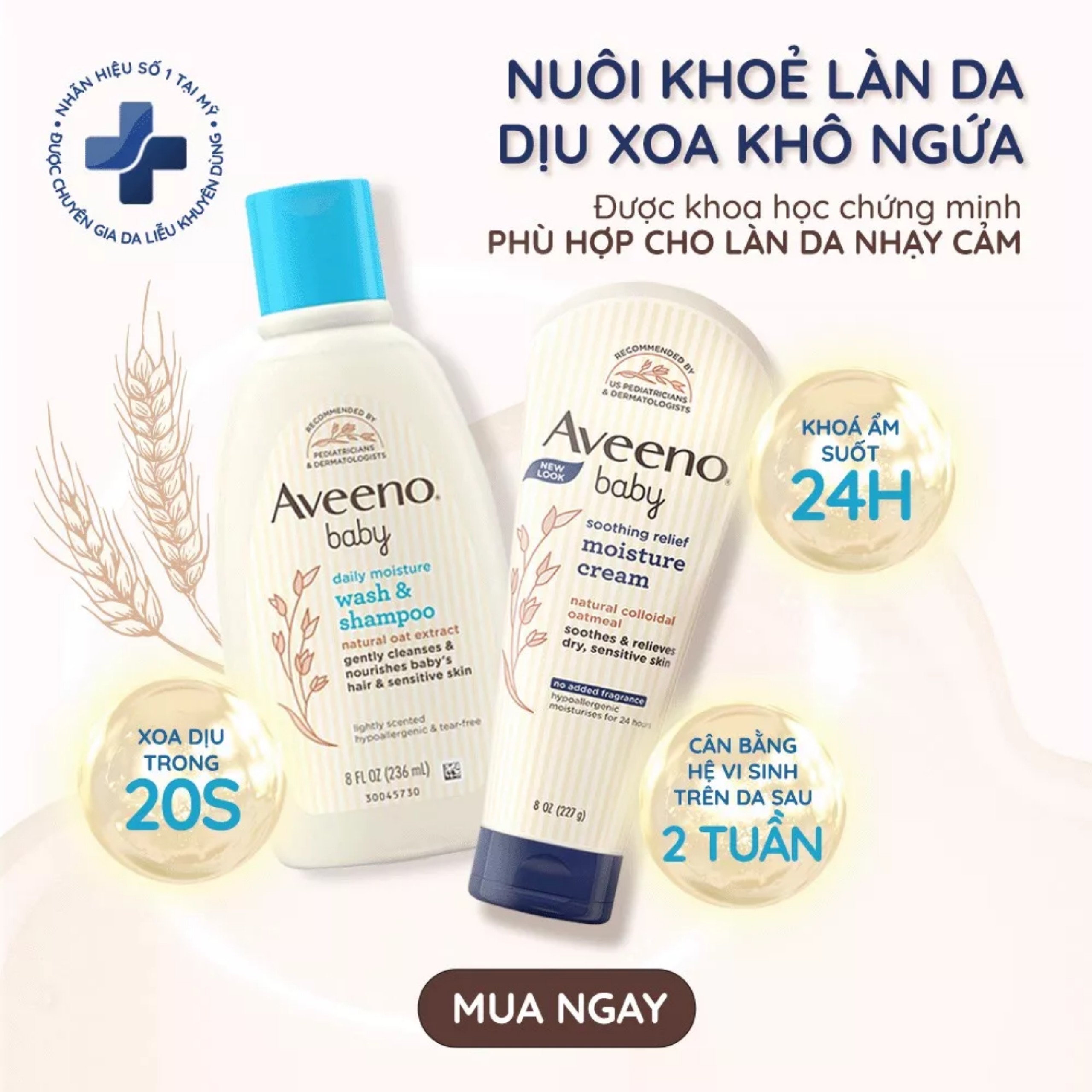 Kem dưỡng ẩm Aveeno Baby cho da khô và nhạy cảm 227g