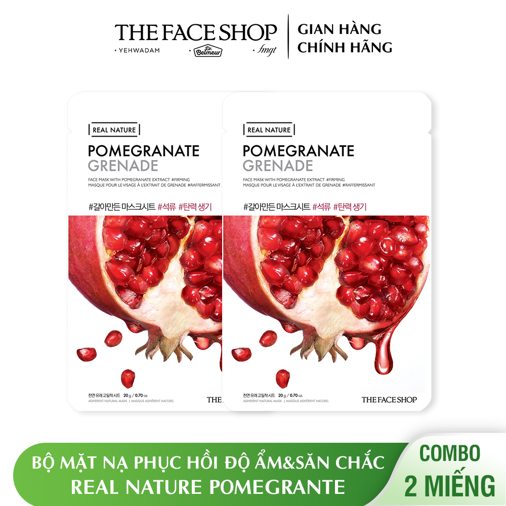 Combo 2 Mặt Nạ Phục Hồi Độ Ẩm Và Săn Chắc Thefaceshop Real Nature Pomegranate (20grx2miếng)