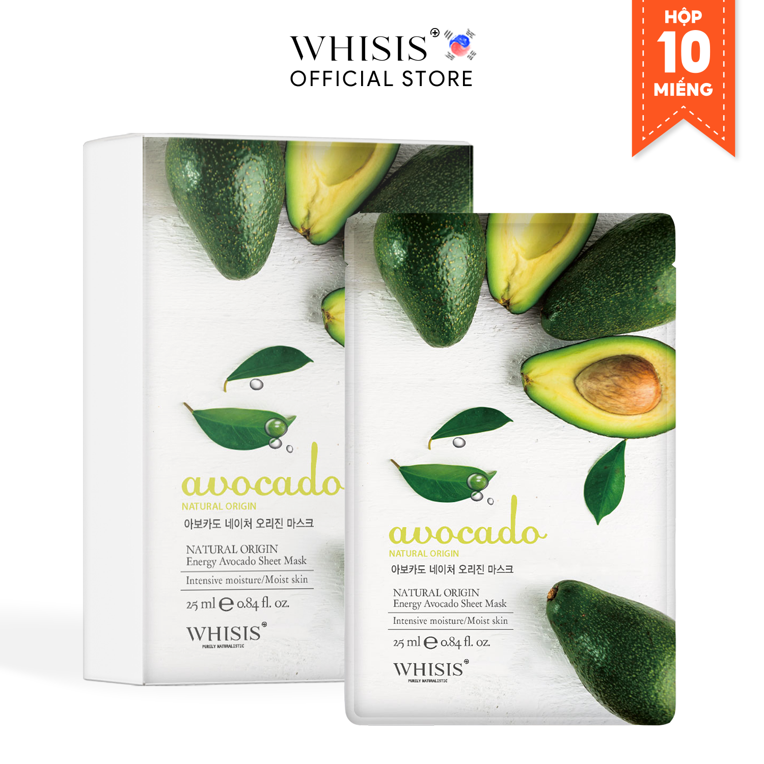 Combo10 Mặt nạ bơ sữa Whisis Nature Origin Energy cấp ẩm, ngăn ngừa tình trạng lão hóa sớm