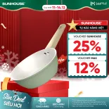 Chảo phủ sứ Nano đáy từ Sunhouse Healthy SHG20-24-26MT1 - Chống dính Nano Ceramic - Bắt từ nhanh - Màu sắc trendy