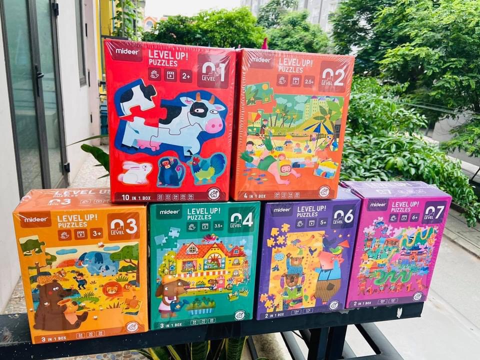 (CHÍNH HÃNG MIDEER) XẾP HÌNH THÔNG MINH CHO BÉ Level up puzzle (đủ các cấp độ cho bé từ 2 đến 8 tuổi)