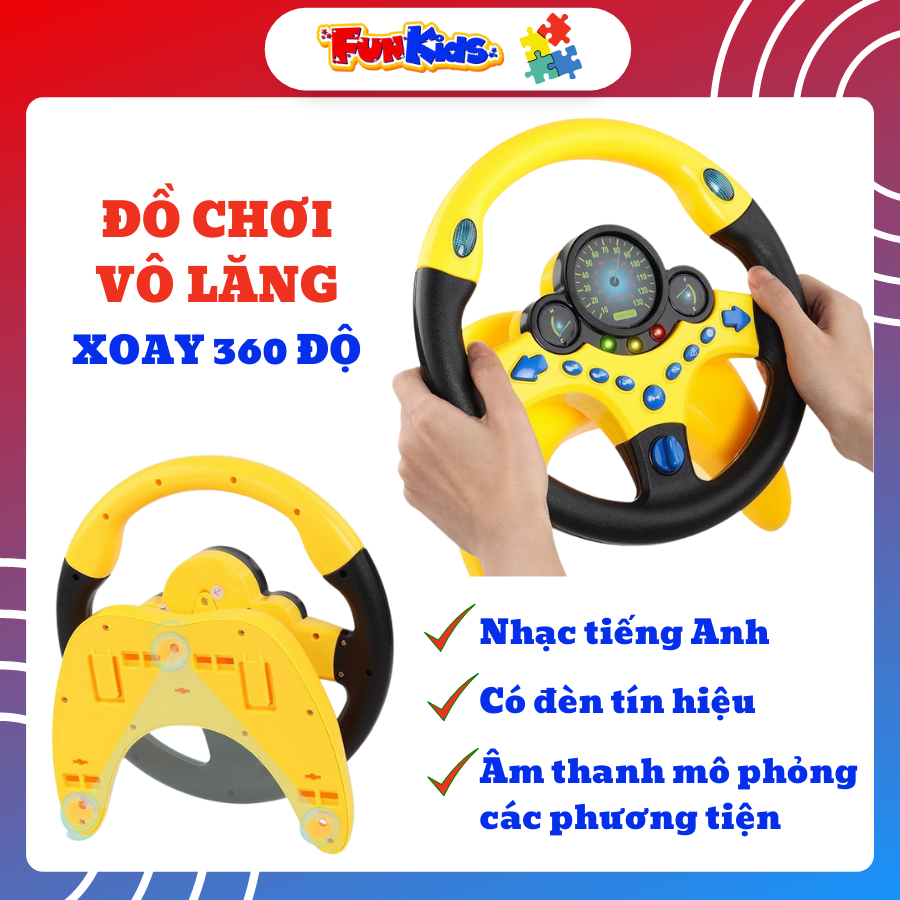 Đồ chơi trẻ em bộ VÔ LĂNG có hiệu ứng âm thanh, ánh sáng, xoay 360 độ gắn lên ô tô và mặt phẳng cho trẻ từ 1 đến 5 tuổi
