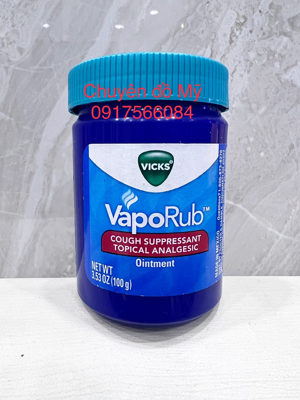 [Date T6/2025] Dầu bôi ấm ngực giảm ho cho bé và người lớn Vicks VapoRub 100g của Mexico xuất xứ Mỹ (1 hủ)
