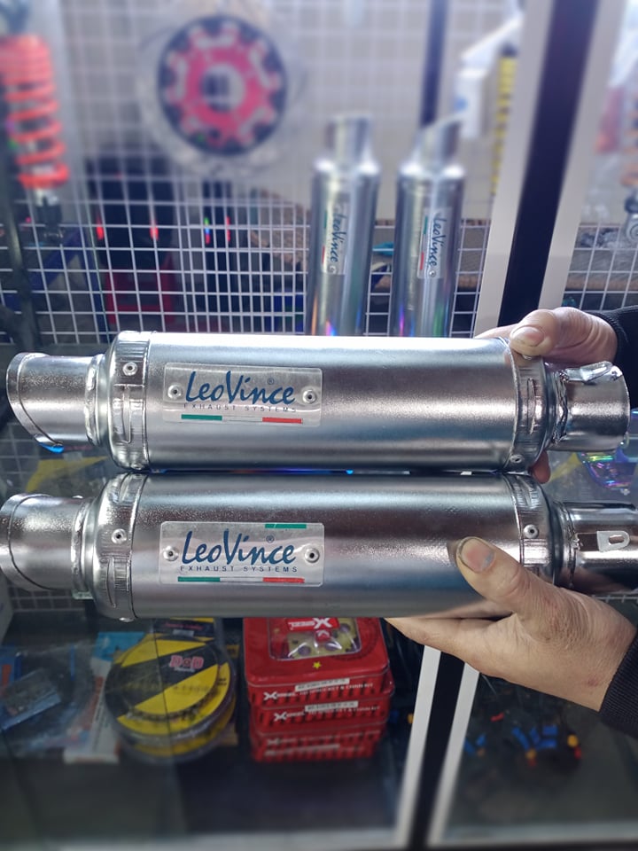 Lon pô độ leovince bạc lắp nhiều dòng xe máy. ful bát+lò so