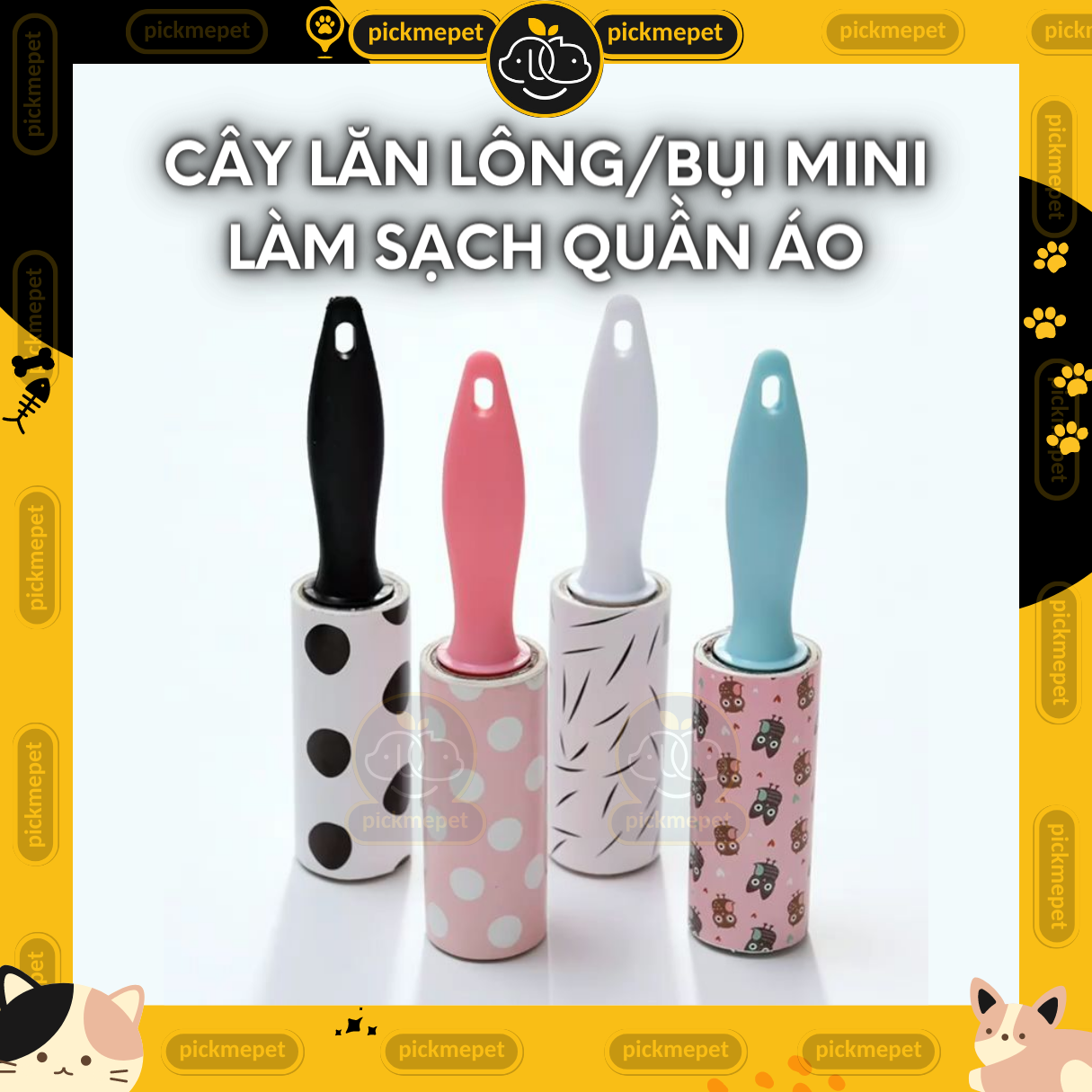 Cây lăn bụi, lăn lông chó mèo size mini làm sạch quần áo/ sofa/ lông chó mèo