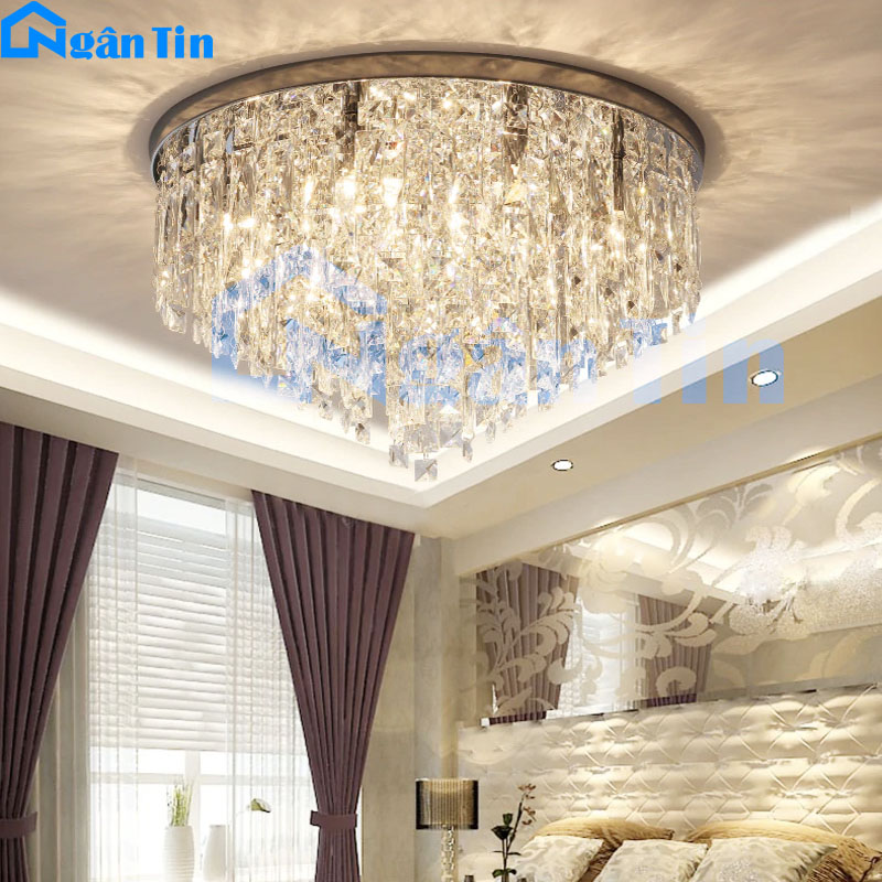Đèn Chùm LED Ốp Trần Pha Lê Trang Trí Sảnh Phòng Khách MT3668 Ngân Tin (Kèm remote điều khiển từ xa)