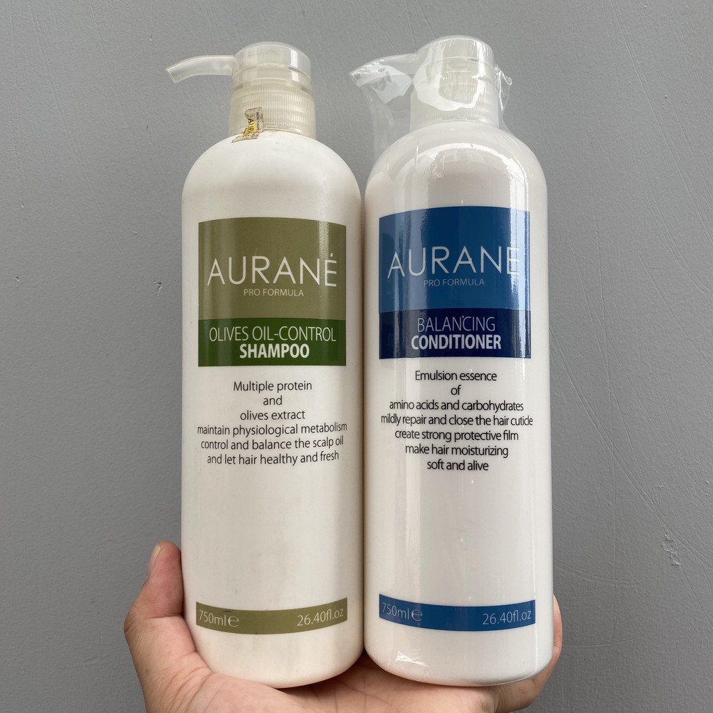 Combo dầu gội xả dành cho tóc dầu olives oil-control aurane 750ml x2