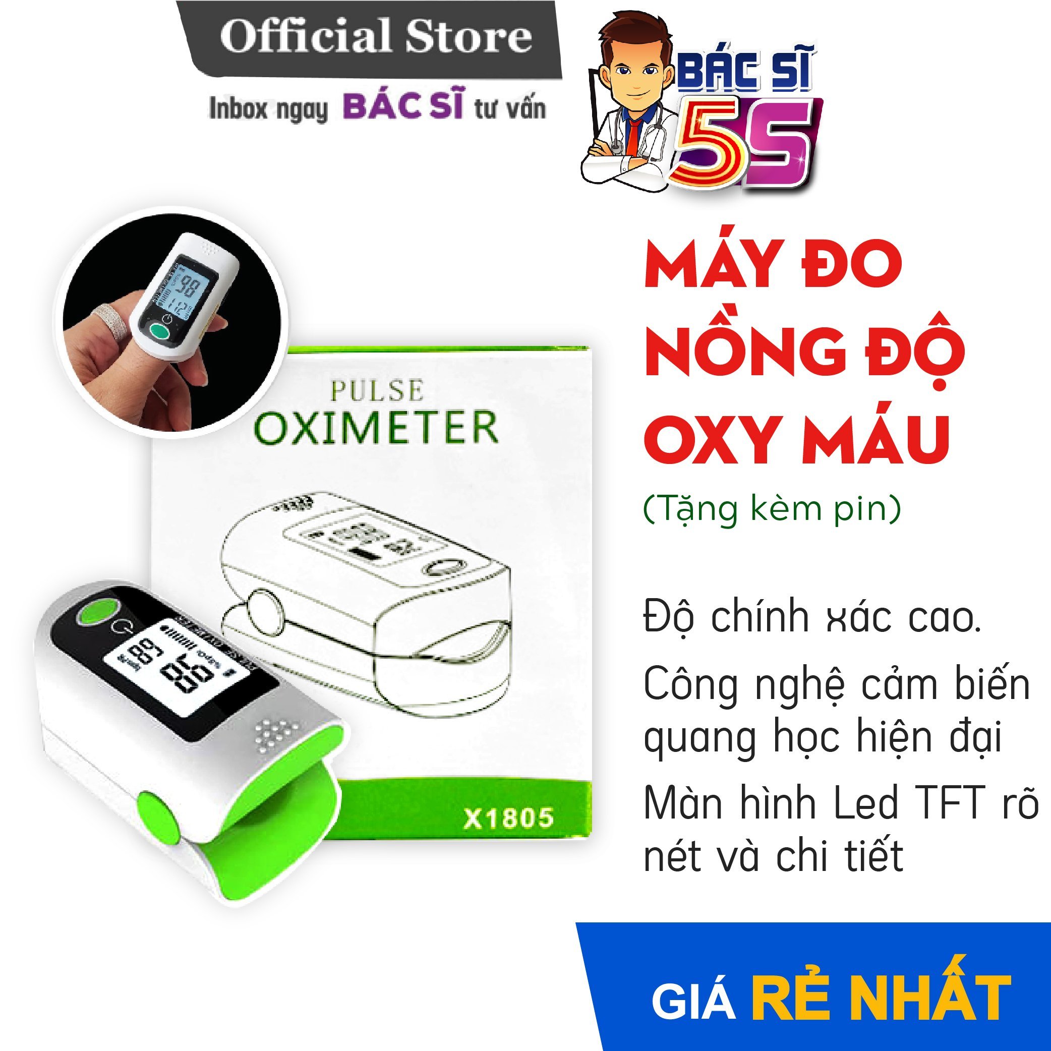 Máy đo nồng độ oxy trong Máu (SPO2), đo nhịp tim
