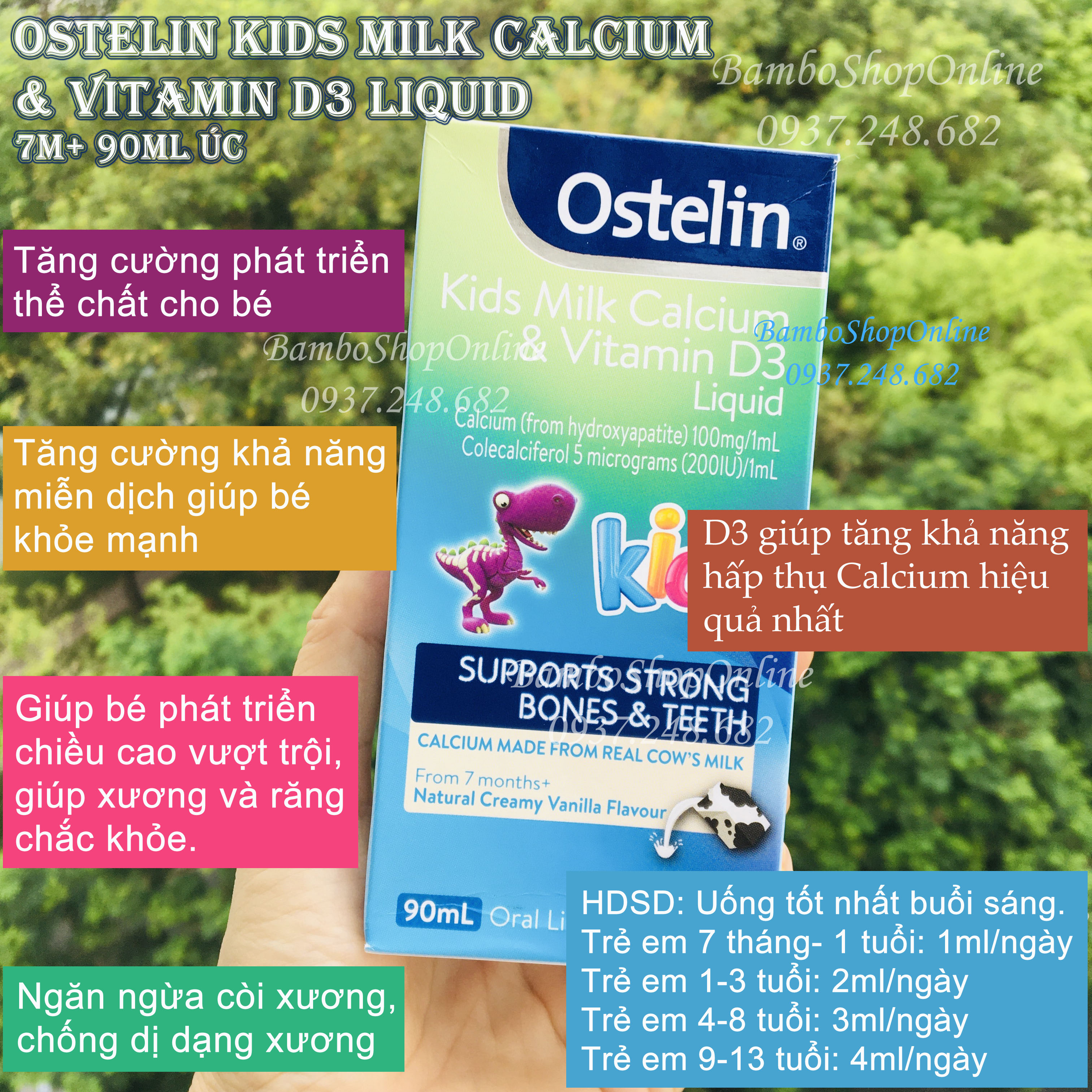 [HCM]Ostelin Kids Milk Calcium & Vitamin D3 Liquid 90ml [Hàng nội địa Úc]
