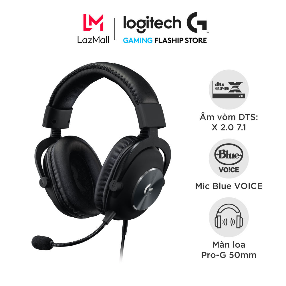 Tai nghe game có dây logitech g pro x - mic blue voice, âm thanh vòm 7.1