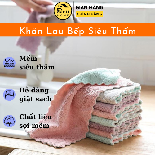 Khăn lau bếp, set 10 khăn lau đa năng siêu thấm 2 mặt
