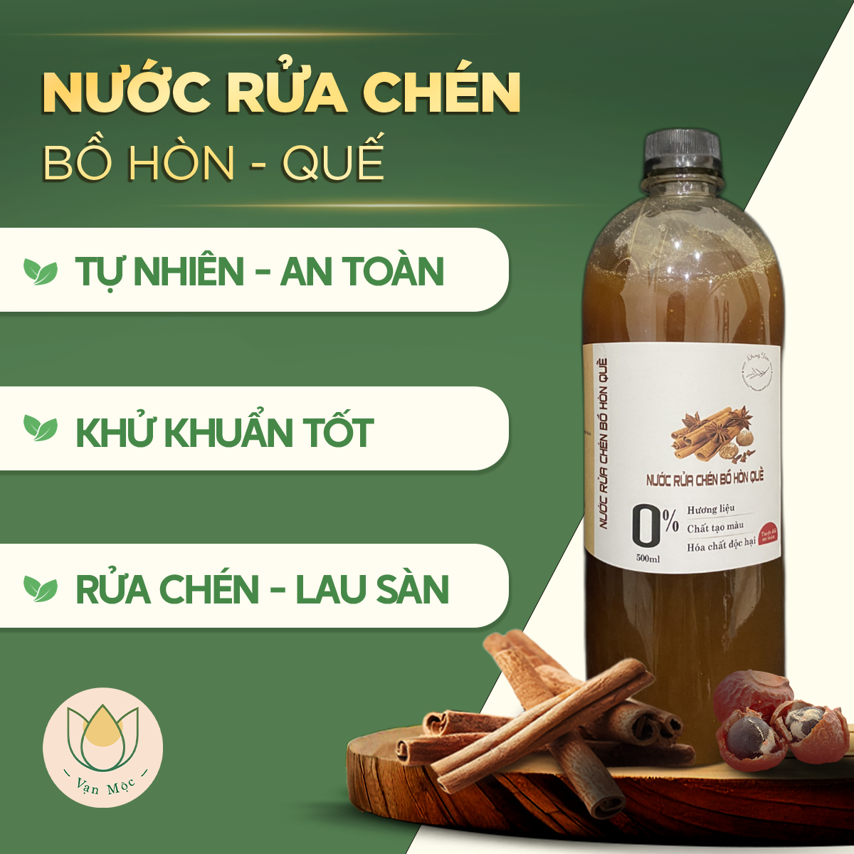 Nước rửa chén hữu cơ không hóa chất Bồ Hòn Quế - Công thức gia truyền nhà Nhung Tăm