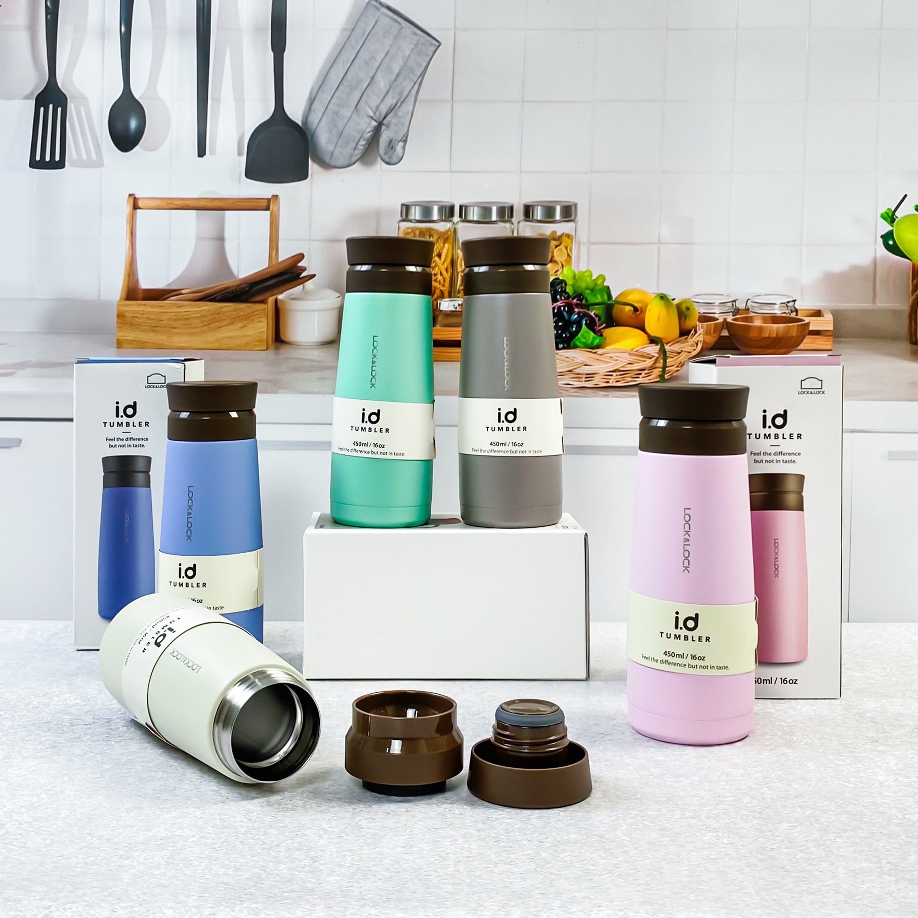 Bình giữ nhiệt l&l i.d tumbler lhc4230 bằng thép không gỉ 450ml, bình đựng nước l & l chính hãng