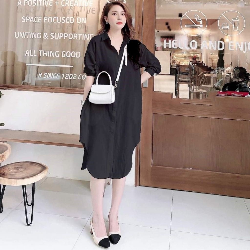 Váy hè cộc tay - đầm suông nữ basic form rộng dáng dài vải đũi lụa mềm thoáng mát form rộng-bầu bí mặc thoải mái-váy bầu xinh