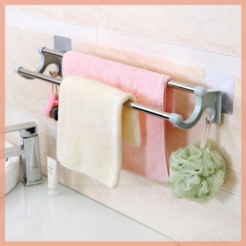 ( RẺ VÔ ĐỊCH ) GIÁ TREO KHĂN NHÀ TẮM NHÀ BẾP 2 TẦNG KHÔNG CẦN KHOAN VÍT - THANH INOX GẮN TƯỜNG TREO QUẦN ÁO, ĐỒ DÙNG PHÒNG TẮM PHÒNG KHÁCH CAO CẤP - CHỊU LỰC, CHỊU NHIỆT, KHÔNG GỈ, XÀI CỰC BỀN