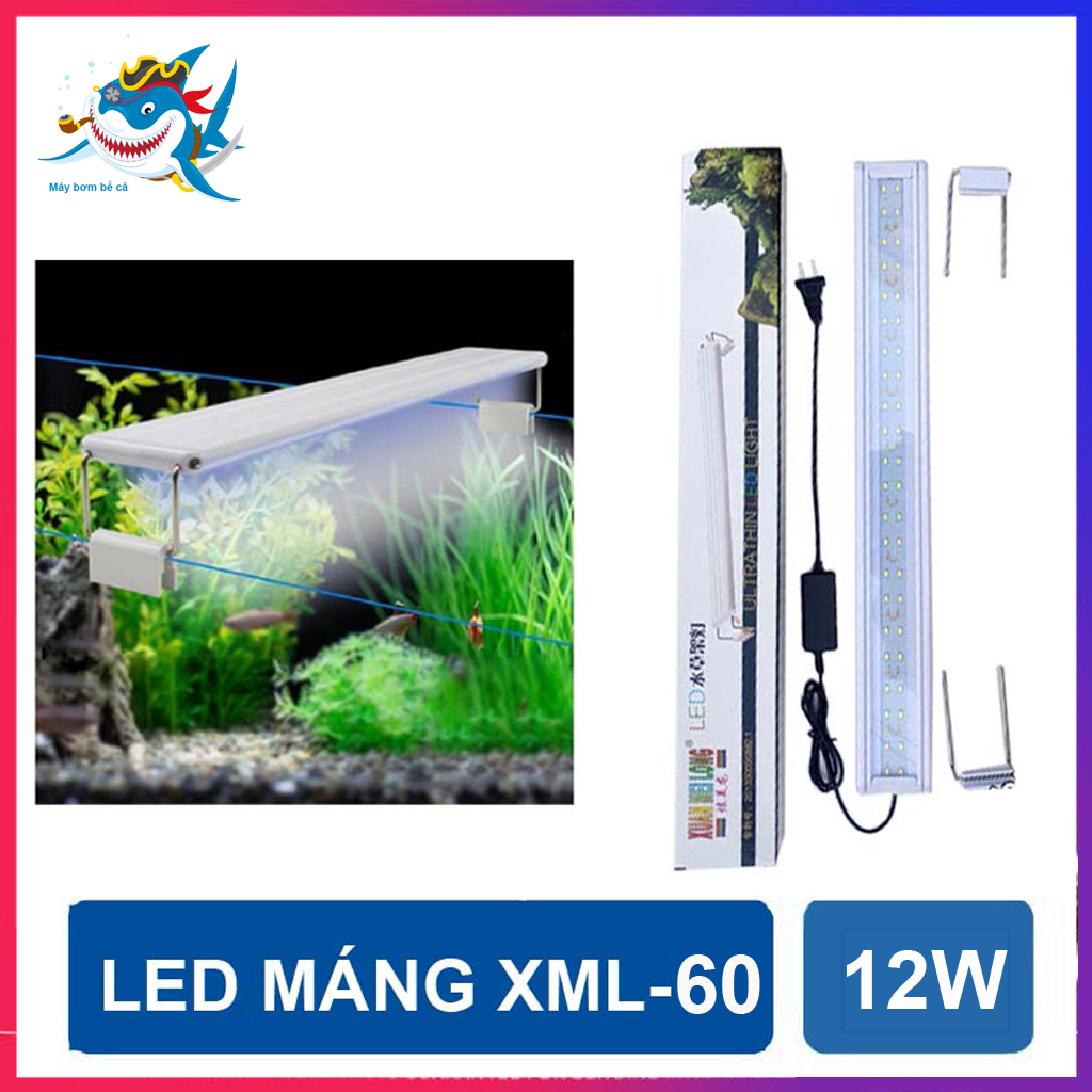 Đèn hồ cá 60cm ÁNH SÁNG TRẮNG cao cấp, 12W dùng cho hồ cá, bể cá, hồ thủy sinh 80 - 90cm - Đèn Led máng XML-60