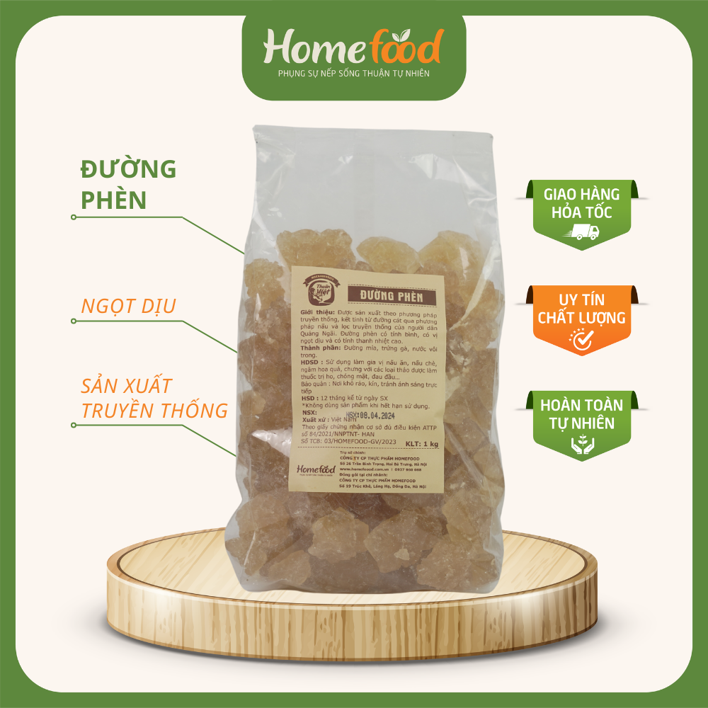 Đường phèn homefood túi 1kg/ đường phèn sạch