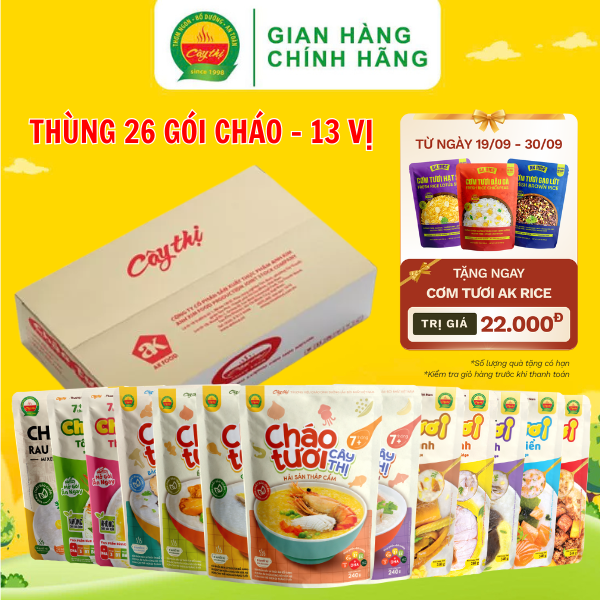 Thùng 26 Gói 13 Vị Cháo Tươi Thương Hiệu Cây Thị