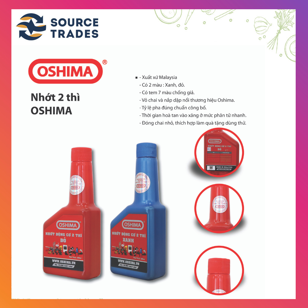 Nhớt Oshima chai 100ml cho động cơ nổ 2 thì