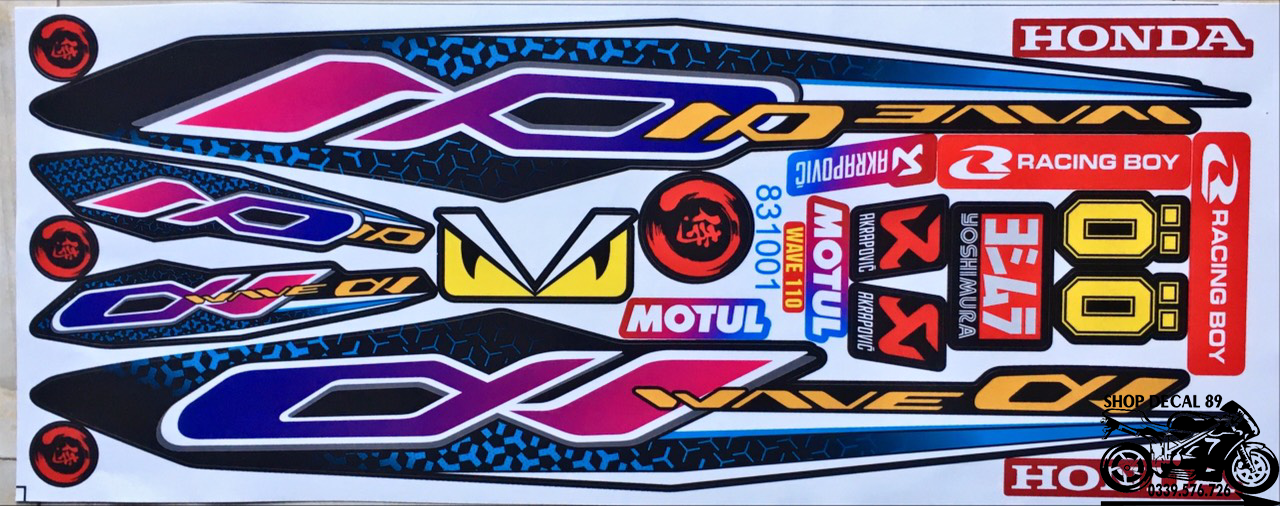 Tem Rời WAVE ALPHA 110 XANH LỤC HỒNG MÃ 831001 (Tem 3 Lớp Chống Bay Màu)