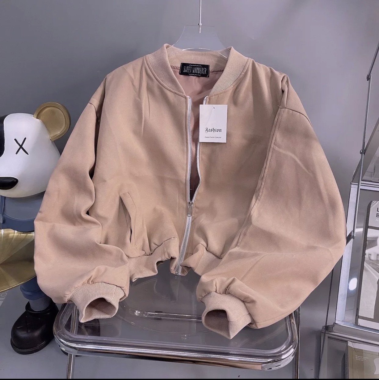 Áo khoác da lộn bomber mẫu mới