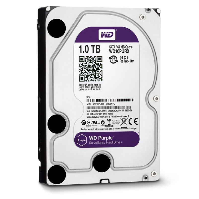 Ổ cứng hdd w.d 1tb p.urple - chuyên dùng đầu ghi camera/data center - bh 24 tháng