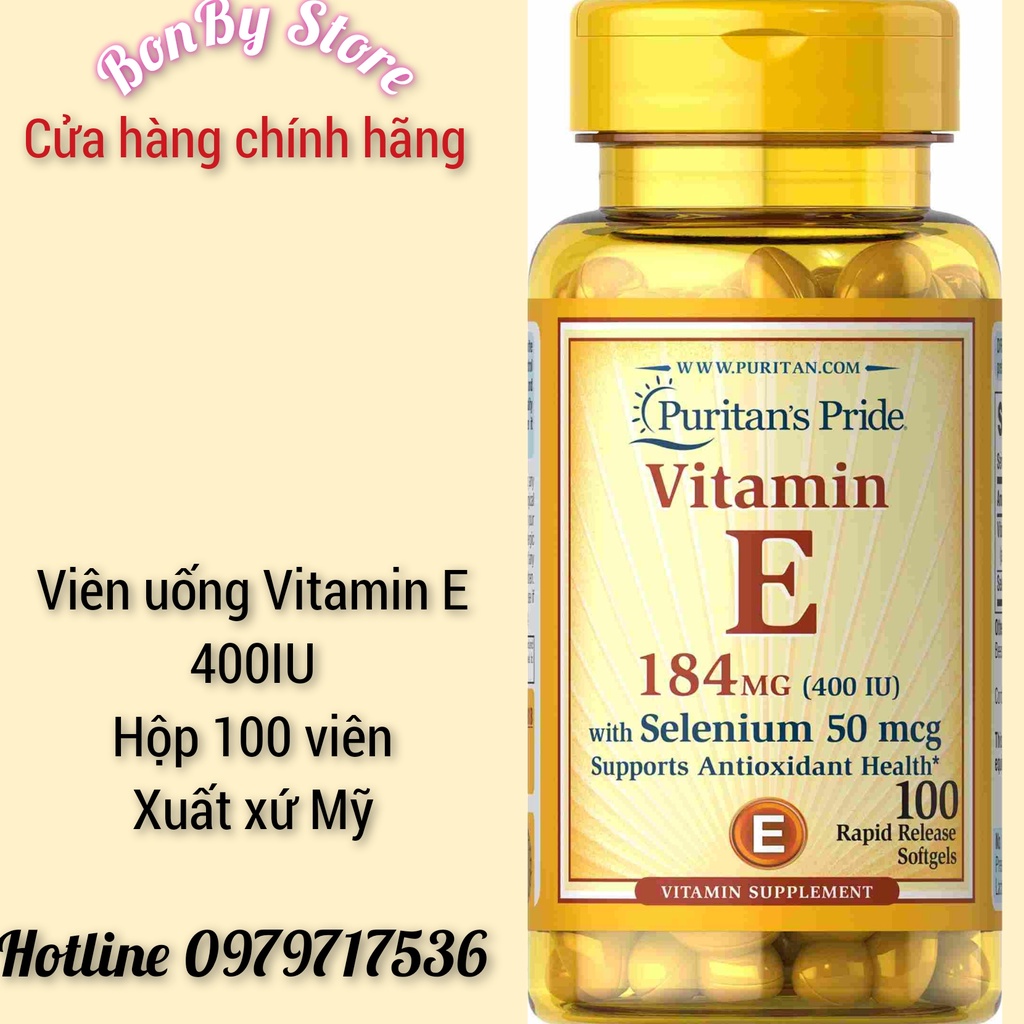 Viên Uống Bổ Sung Vitamin E 184mg with Selenium 50mg 100 viên Puritan Pride