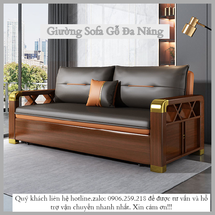 Giường sofa bằng gỗ công nghệ đa chức năng, Giường ngủ thông minh gấp gọn thành ghế sofa mẫu mới