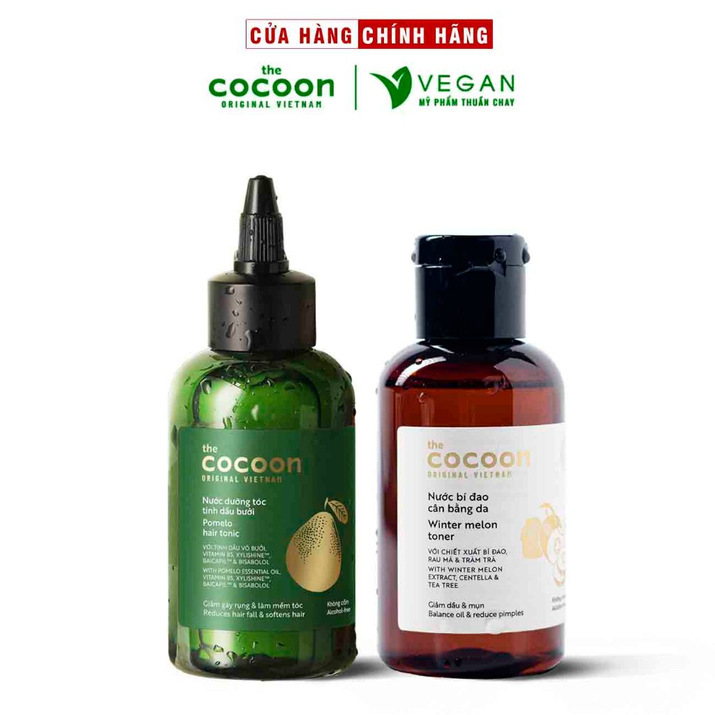 Combo Toner bí đao cân bằng da Cocoon 140ml + Nước dưỡng tóc tinh dầu bưởi pomelo 140ml Cocoon Vietnam