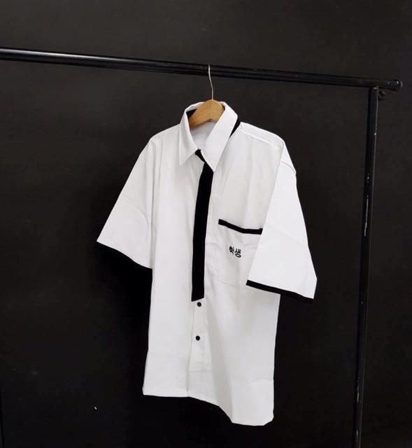 [Video] Áo Sơ Mi Unisex Saranghe Nam Nữ Tay Ngắn Form Rộng họa tiết chữ phong cách Hàn Quốc Shine Unisex Store