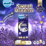 [Tặng Bộ Chăn Gối Gấu Molfix] Combo 3 Tã quần ban đêm cho bé Molfix Sweet Dreams Jumbo chống tràn hiệu quả với 20 tư thế ngủ size M52/L44/XL38/2XL34