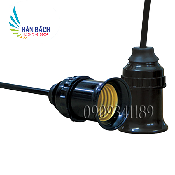 Bộ 2 đuôi đèn treo tiêu chuẩn kín nước E27 Đen