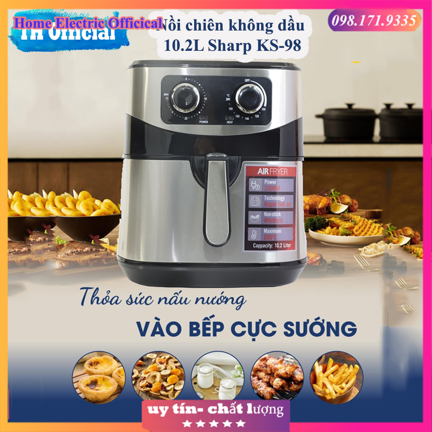 Nồi chiên không dầu sharp 10.2l ks98, nhập khẩu thái lan bảo hành 12 tháng