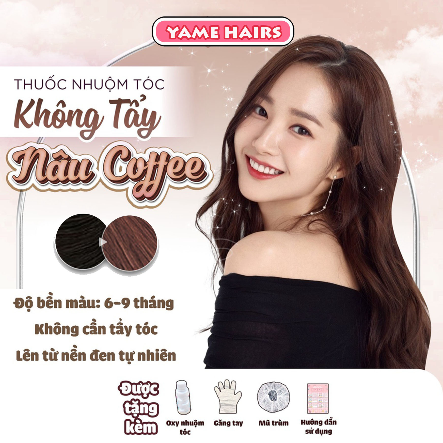 Thuốc nhuộm tóc nâu coffee/ nâu cà phê/ nâu cafe yamehairs
