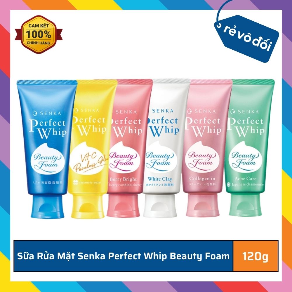 Sữa rửa mặt Senka Perfect Whip tạo bọt sạch sâu cho da sáng hồng 100g/120g - Nhật Bản