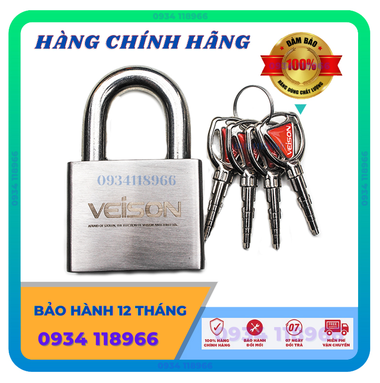 Ổ khóa cửa INOX 304 VEISION - 70mm càng dài - BH 12 tháng - khóa đĩa xe máy