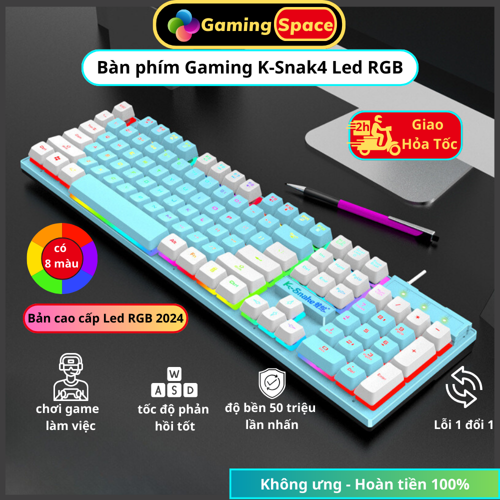 Bàn phím gaming, Bàn phím máy tính K4 chuyên game pc cao cấp Led RGB