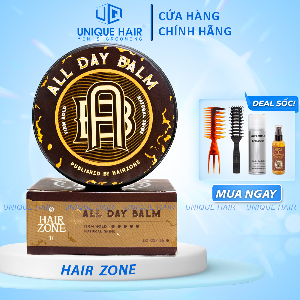Sáp vuốt tóc all day balm 56g chính hãng hairzone - new 2024 + quà tặng