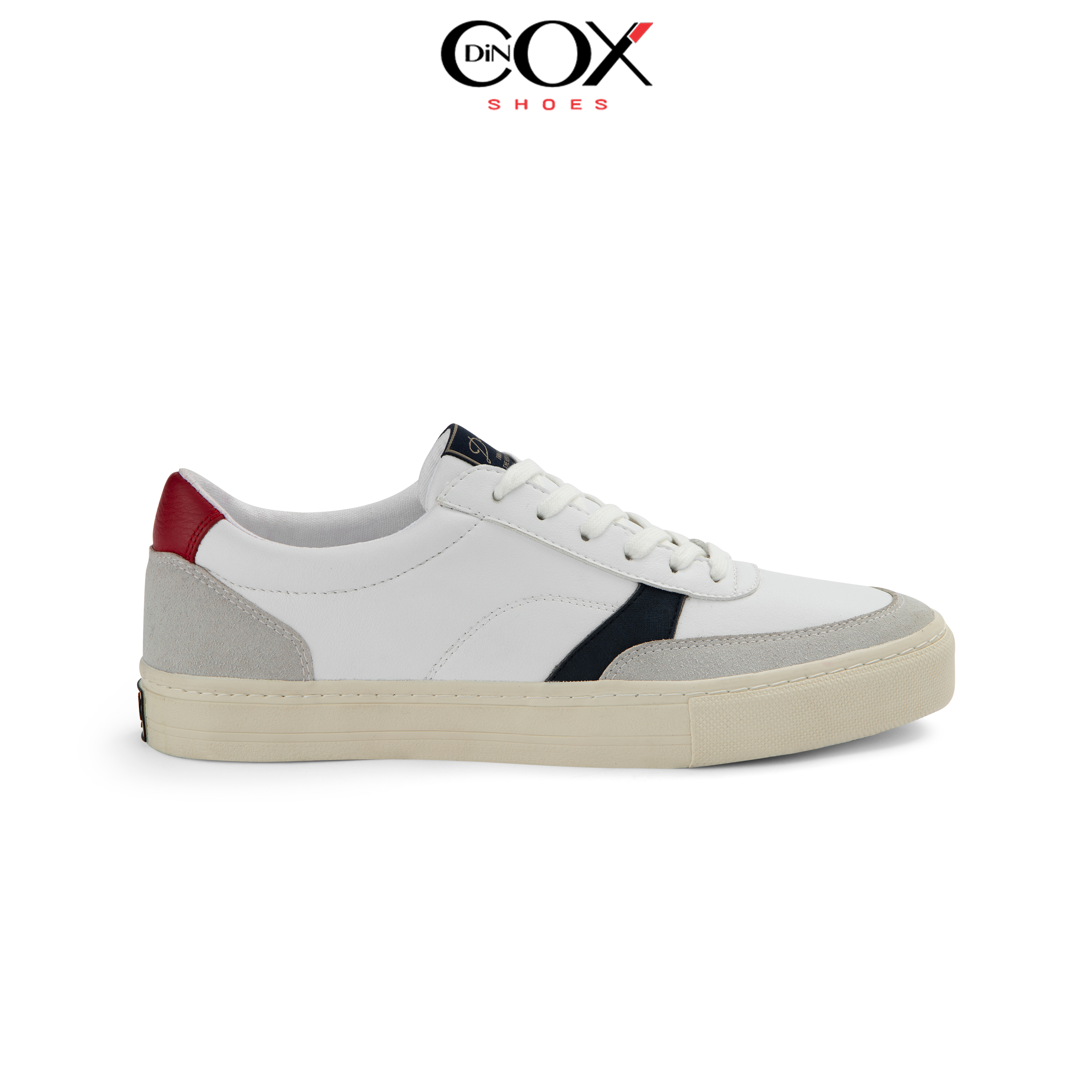 Giày Sneaker Da Nam E13 Navy Red Sang Trọng Lịch Lãm