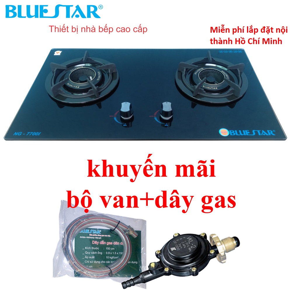 Bếp gas BlueStar NG-7700IB- bếp âm đôi mặt kính (lửa xoáy) - Hàng chính hãng
