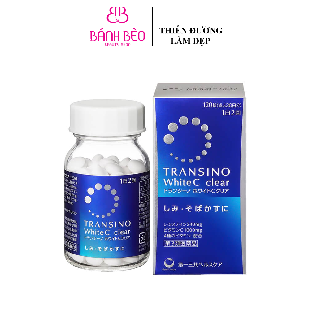 Viên Uống Trắng Da Mờ Nám Transino Clear White C Nhật (120 viên)