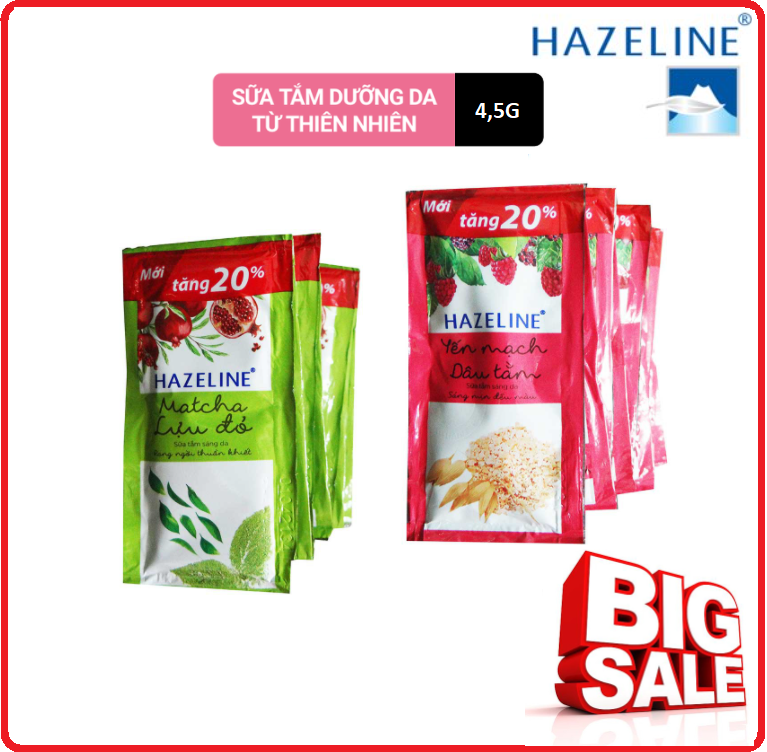 Sữa tắm dưỡng da hazaline dây 4,5g x 12 gói