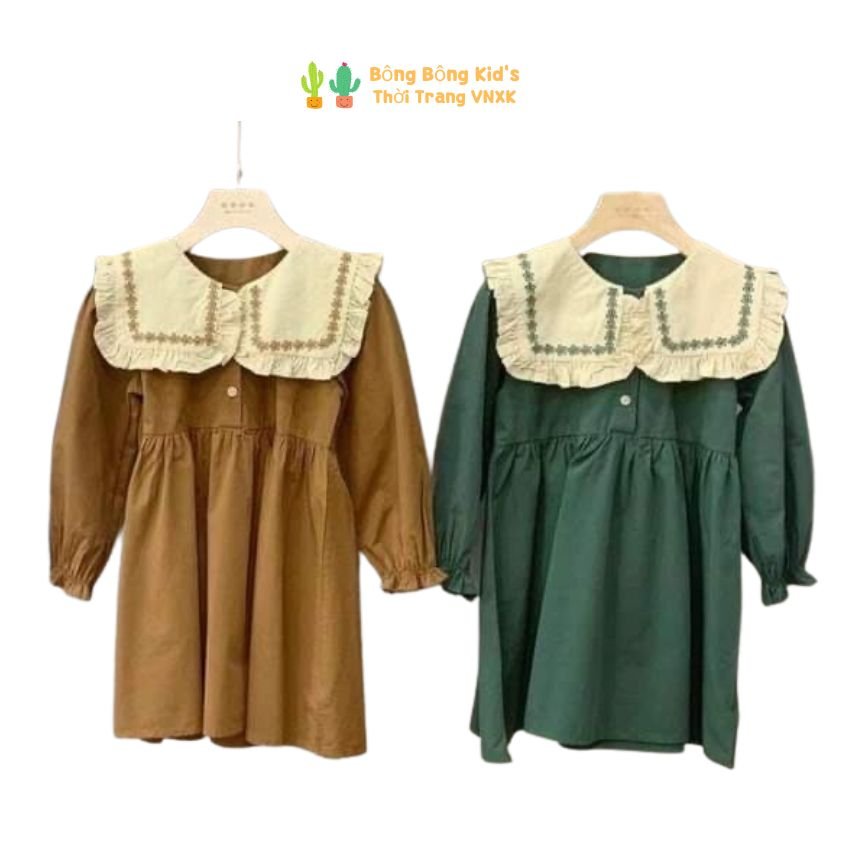 Váy babydoll bé gái. váy dài tay cho bé gái , váy phong cách hàn quốc bé gái