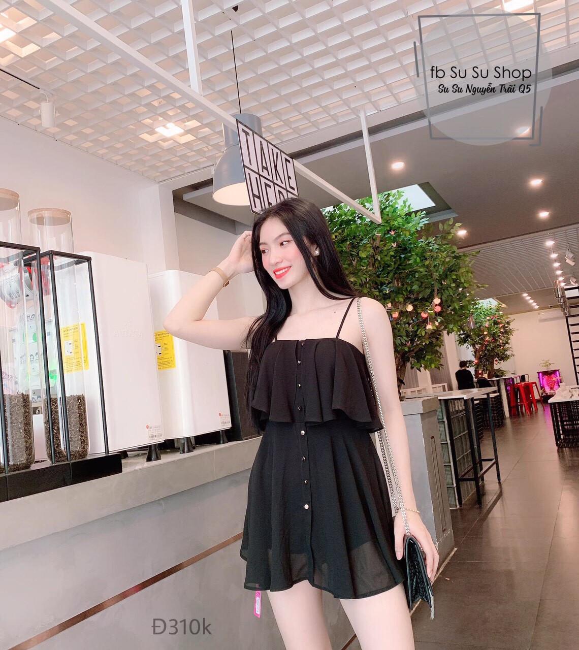 Đầm 2 dây voan dày-mtb