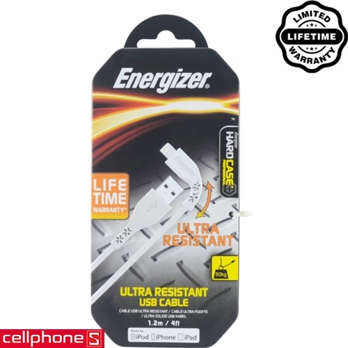 Cáp Energizer bảo hành trọn đời Lightning 1.2M C41UBLIGWH4