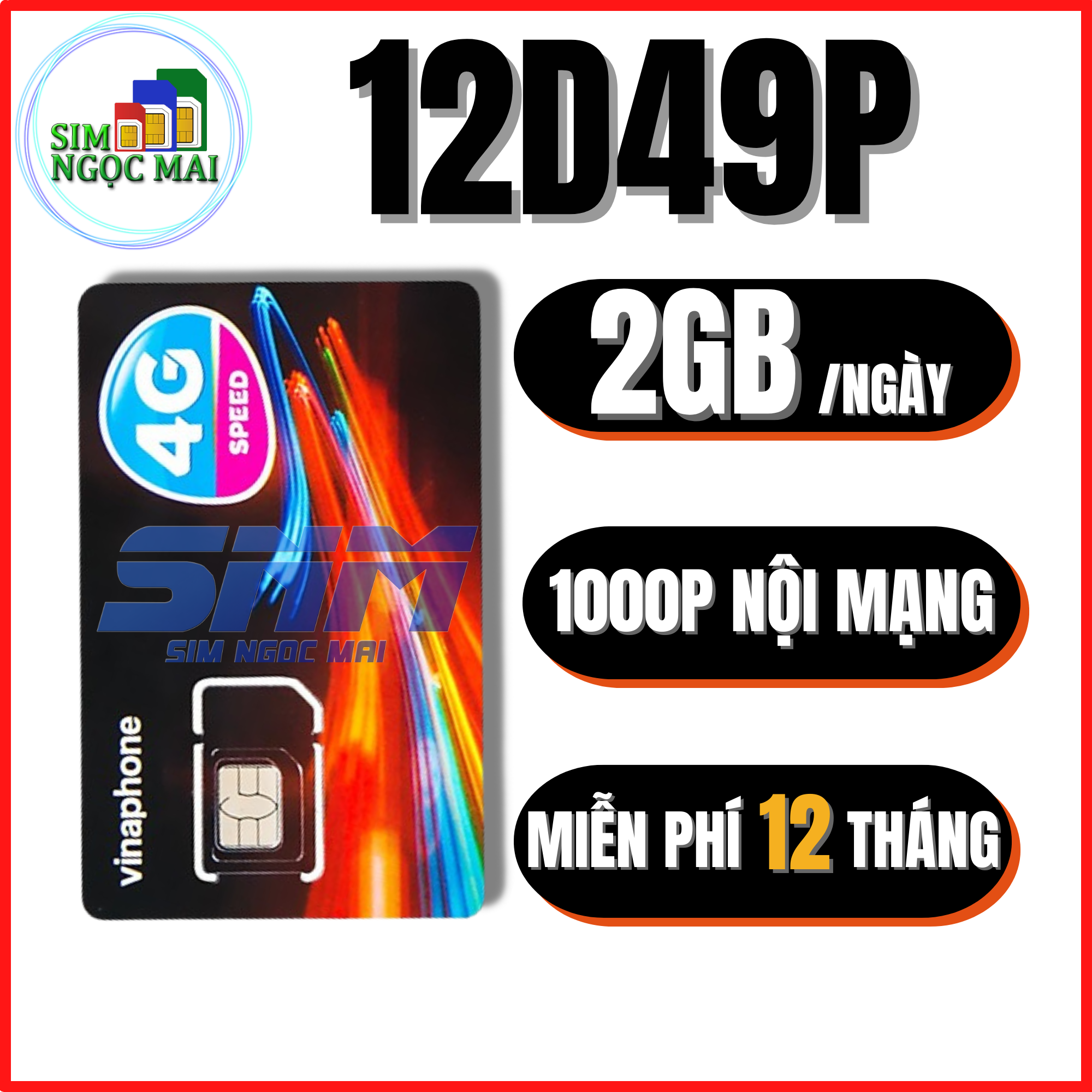 FREESHIP - CHƯA KÍCH HOẠT. [HCMSim 4G Vinaphone D500 - 12D49P - 12TD49 - 12BIG50Y - 12VD89P - 12D159V - U1500 Trọn Gói 12 Tháng - Sim Ngọc Mai - Sim Ngọc Mai